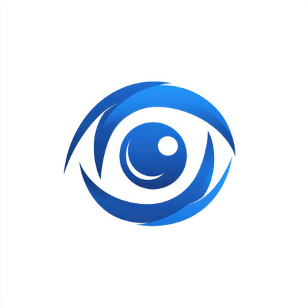 This modern abstract eye logo features a vibrant blue design that symbolizes vision and insight, perfect for businesses focusing on innovation and creativity.の素材