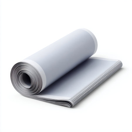 A rolled white paper sheet showcasing a smooth and clean surface perfect for various art, design, or printing projects, evoking creativity and simplicity.の素材