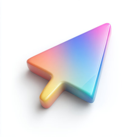 This image features a colorful 3D cursor icon with a glossy finish and a gradient effect, designed for modern digital applications and creative projects.の素材
