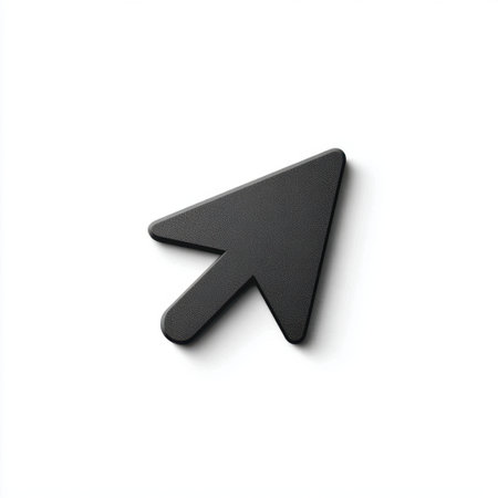 This image features a sleek black arrow cursor on a pristine white background, ideal for illustrating concepts of digital navigation and user interaction in design projects.の素材