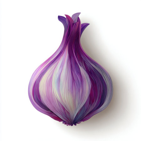 A stunning illustration of a vibrant onion showcasing artistic swirls and patterns. Perfect for culinary projects, food blogs, and creative designs.の素材