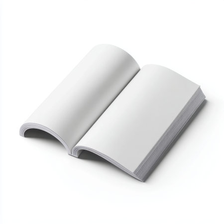 This image features an open book with blank pages, perfect for showcasing creativity in various design projects or educational materials.の素材