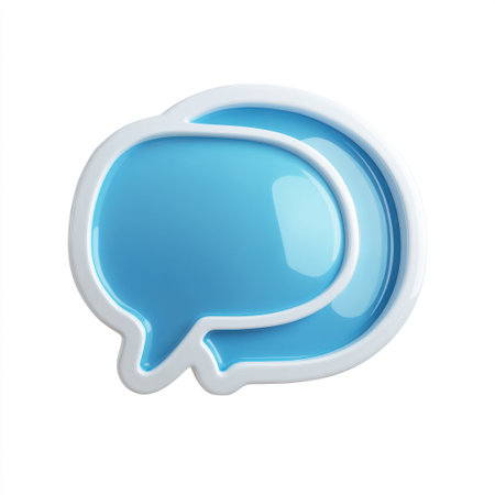 This vibrant blue speech bubble icon represents modern communication, ideal for digital media, social platforms, and user interfaces, enhancing visual storytelling.の素材