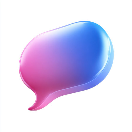 This vibrant speech bubble features a smooth gradient from pink to blue, ideal for illustrating communication themes in digital and graphic designs.の素材
