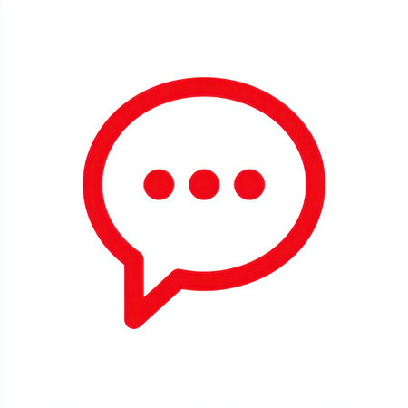 This red speech bubble icon features three dots, symbolizing ongoing conversations and engagement in messaging platforms, ideal for digital communication projects.の素材