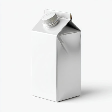 A sleek and minimalist white beverage carton featuring a screw cap, perfect for modern product packaging and advertising concepts. Ideal for clean designs.の素材