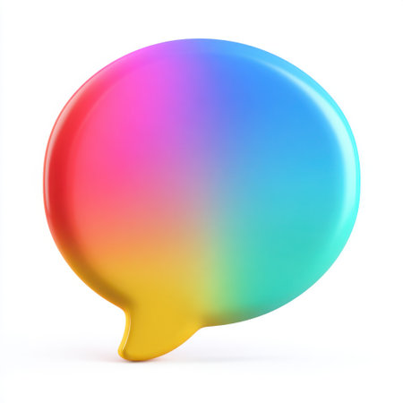 This vibrant gradient speech bubble icon showcases a modern design, perfect for enhancing communication-related graphics and social media visuals.の素材
