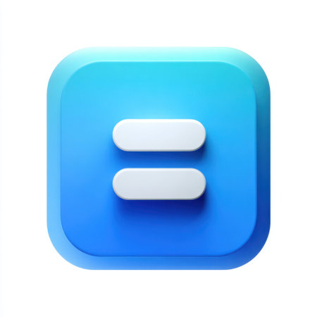 This image features a blue and white minimalist icon that represents equal balance, ideal for use in modern digital applications and user interfaces.の素材