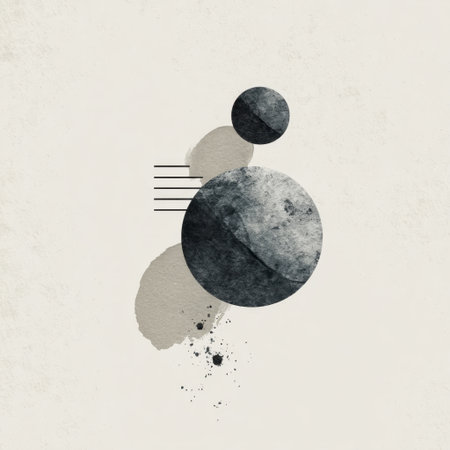 This abstract composition features circular shapes and clean lines, creating a harmonious balance. Ideal for modern design projects, it embodies simplicity and elegance.の素材