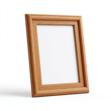 A simple wooden frame featuring a blank space ideal for showcasing photographs or artwork. The minimalistic design enhances any interior setting.の素材