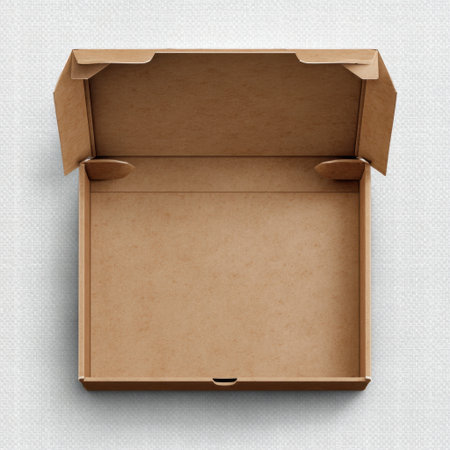 An empty open cardboard box with a simple design, ideal for packaging and storage. It offers a versatile solution for various shipping needs.の素材