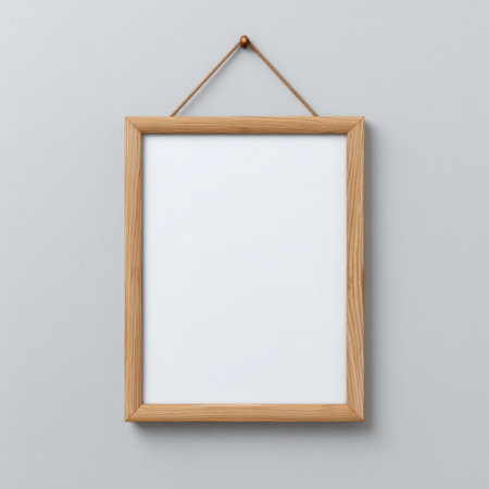 A stylish wooden frame in a minimalist design, offering empty space for artwork or photography, ideal for home decor and creative projects.の素材