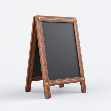 This wooden A-frame chalkboard features a blank slate ideal for menus, announcements, or creative displays in cafes or restaurants, enhancing visual appeal.の素材