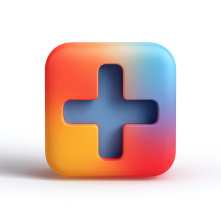 This vibrant plus sign icon features a beautiful gradient effect, perfect for a range of creative projects emphasizing positivity and addition.の素材