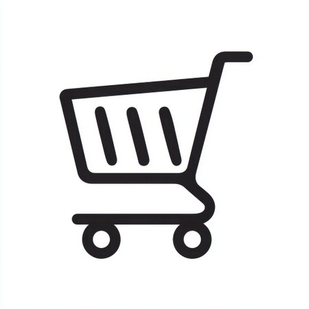 This image features a simple shopping cart icon, perfect for enhancing e-commerce websites or applications. It showcases a minimalist design ideal for modern retail themes.の素材