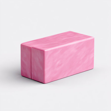 A smooth, rectangular pink block placed on a light background, ideal for modern design projects, showcasing minimalistic art and beauty aesthetics.の素材