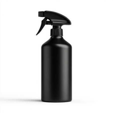 A sleek black plastic spray bottle designed for multiple uses, ideal for cleaning, gardening, and home maintenance with an adjustable nozzle for versatility.の素材