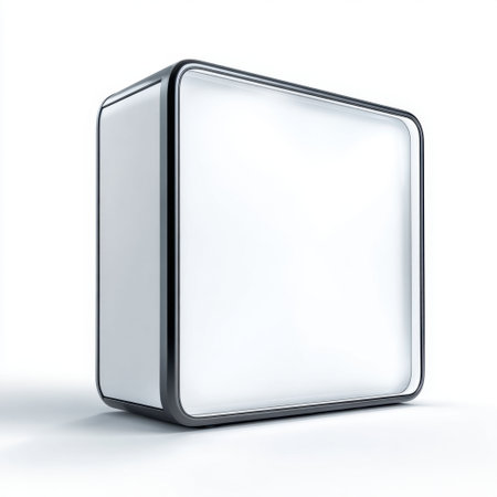 A sleek, modern cube design featuring a bright white surface and glossy finish, perfect for contemporary interiors and minimalist aesthetics.の素材