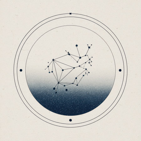 This artwork showcases a minimalist depiction of star constellations set against a gradient background, perfect for creative projects and backgrounds.の素材