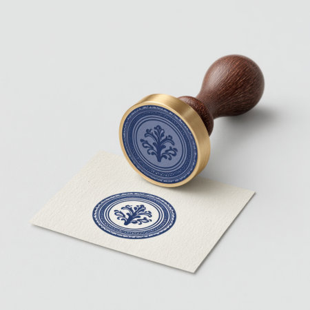 A beautifully crafted wax seal stamp featuring a blue floral design, perfect for enhancing invitations or letters with a sophisticated touch.の素材