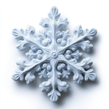 This exquisite snowflake design features intricate patterns and elegant details, perfect for winter themes, holiday decorations, and artistic inspiration.の素材