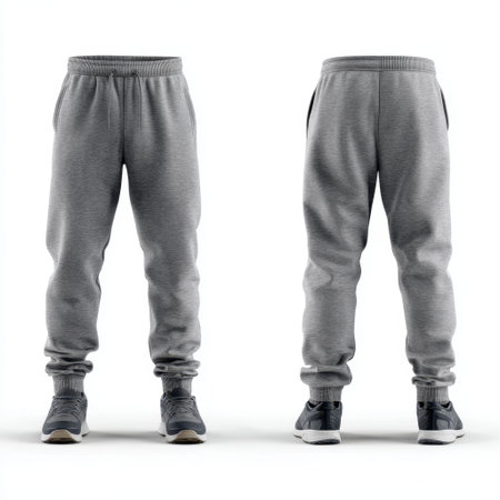 These casual grey pants feature a cuffed hem and side pockets, perfect for sports or leisure activities. Ideal for everyday wear and fitness.の素材