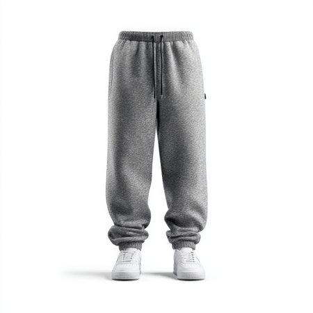 This image showcases a pair of stylish grey sweatpants designed for ultimate comfort and versatility. Ideal for sports, lounging, or casual outings.の素材