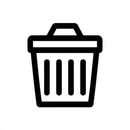 This minimalist outline icon represents a trash bin, ideal for concepts related to waste management and recycling. Perfect for digital and print use.の素材
