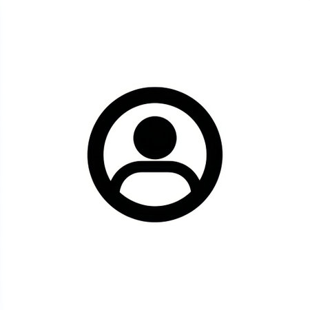 A black minimalist user profile icon featuring a simple design ideal for digital and graphic projects. Perfect for websites, apps, and branding materials.の素材