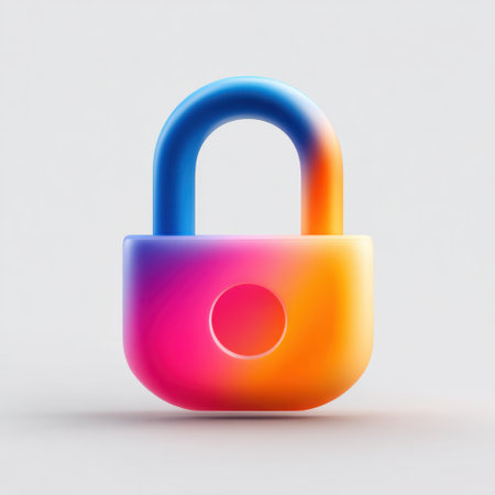 This vibrant lock design features a stunning gradient, symbolizing security in the digital world. It represents modern technology and offers a creative take on protection.の素材