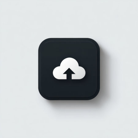 This image features a sleek cloud upload icon set against a soft light background. The minimalist design emphasizes modern technology and digital storage concepts.の素材