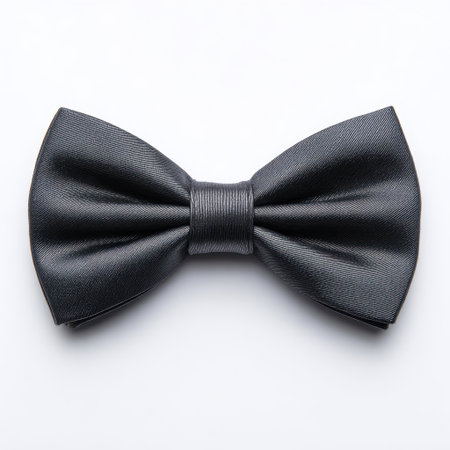 This image features an elegant black bow tie placed on a clean background, ideal for showcasing formal accessories in fashion and event contexts.の素材