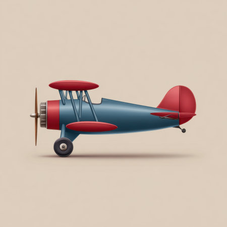 A vibrant and playful illustration of a vintage airplane featuring bold colors and a simple design, perfect for children's themes and aviation projects.の素材