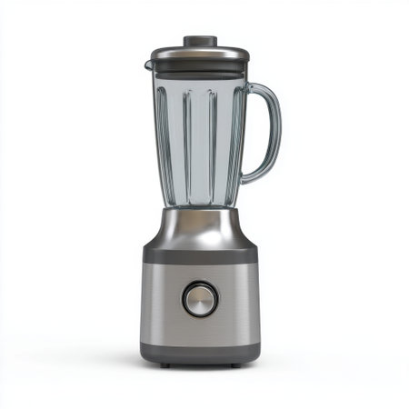 This modern blender features a transparent jar with a stainless steel base, ideal for making smoothies or food preparation in contemporary kitchens.の素材