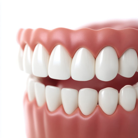 This image showcases a healthy and bright smile featuring shining white teeth. Ideal for dental health campaigns or beauty products, it captures joy and confidence.の素材