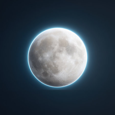 This stunning image showcases a full moon glowing softly in the night sky, highlighting the intricate texture of its craters and creating a serene ambiance.の素材