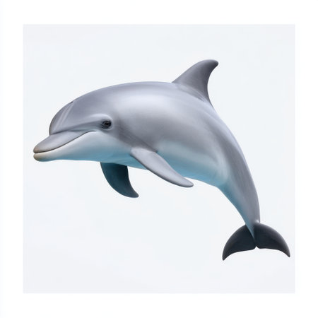 This stunning image captures a dolphin swimming in serene ocean water, highlighting the playful spirit and intelligence of marine life in its natural habitat.の素材