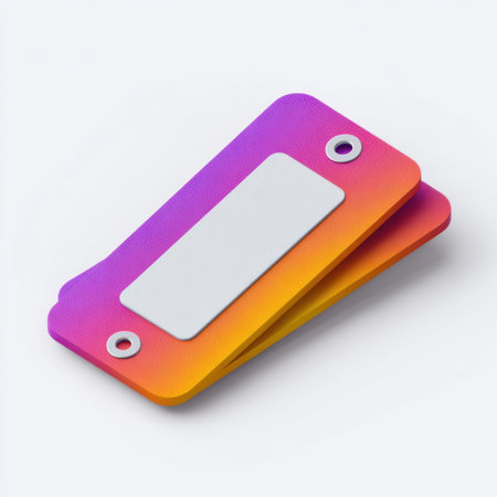 This image showcases a vibrant wallet design featuring a striking pink and orange gradient. The blank label allows for easy customization, making it ideal for branding and marketing needs.の素材