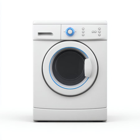 This modern front load washing machine features a sleek design and intuitive control panel. It offers efficient cleaning and energy-saving benefits for everyday laundry tasks.の素材