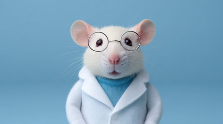 This charming laboratory mouse dressed in a lab coat and glasses embodies intelligence and curiosity, perfect for educational and playful themes.の素材