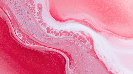 This captivating abstract artwork features a harmonious blend of pink and white hues, enhanced by enchanting bubbles. Ideal for creative projects, it evokes a sense of modern elegance and fluidity, making it perfect for various design applications.の素材