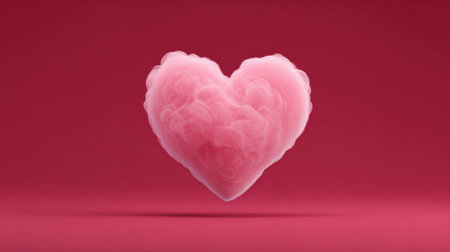 This captivating image features a soft pink heart formed from delicate smoke on a vibrant red background, symbolizing love and affection. Perfect for creative projects.の素材