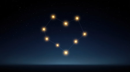 This captivating image features a heart shape formed by stars in a deep blue night sky, creating a romantic and dreamy atmosphere, perfect for artistic projects.の素材