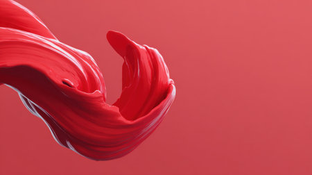 An exquisite image showcasing a flowing red paint stroke against a smooth gradient background, ideal for artistic projects and creative designs.の素材