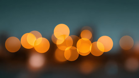 This captivating image showcases warm orange bokeh lights, creating a soft and dreamy background ideal for artistic projects, holiday themes, or creative inspirations.の素材