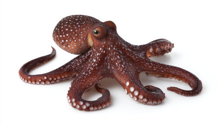 This image showcases a vivid octopus with smooth texture and intricate patterns, ideal for educational materials, marine life studies, and aquatic themes.の素材