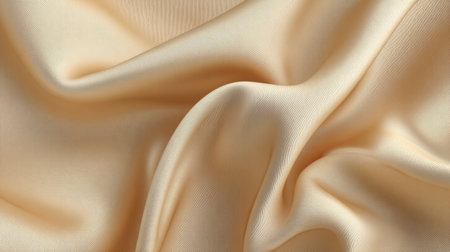 A close-up view of luxurious satin fabric showcasing a smooth and soft texture in a pale beige hue, perfect for elegant design projects.の素材
