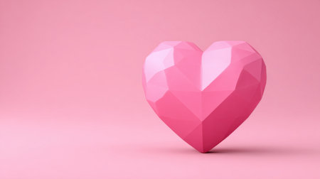 This image features a stylized, geometric pink heart set against a soft pink background, evoking themes of love, romance, and affection. Perfect for decoration.の素材