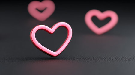 A captivating image featuring pink heart shapes floating gently against a dark background, ideal for expressing love and affection in various creative projects.の素材