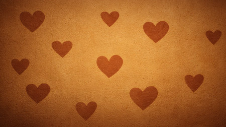 This warm textured background features heart shapes in a rustic style, perfect for romantic designs and projects celebrating love and affection.の素材